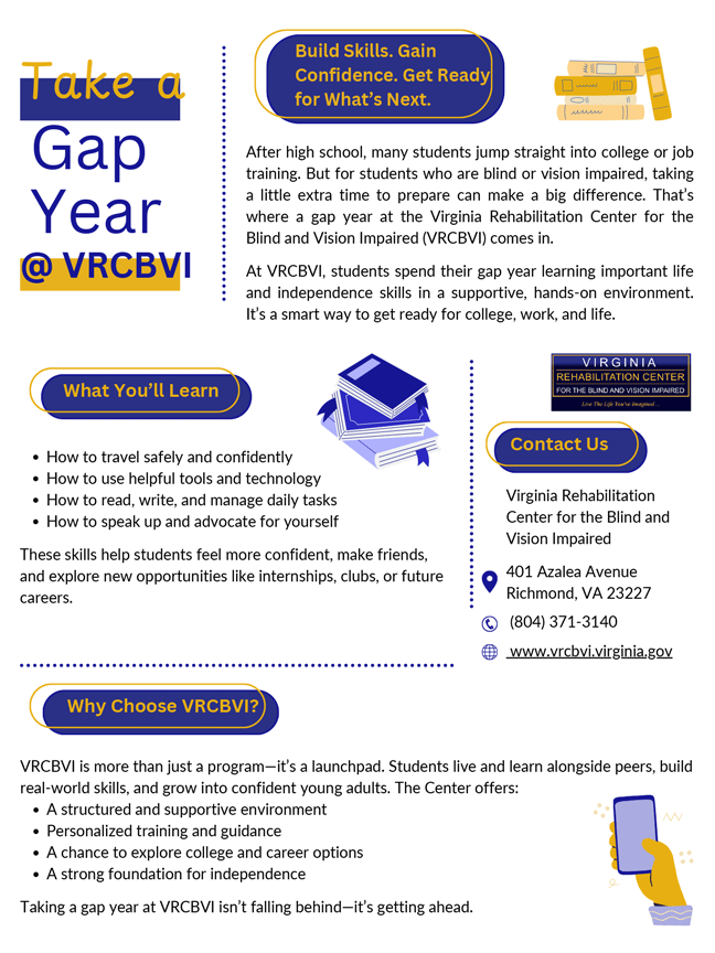 VRCBVI Gap Year flyer